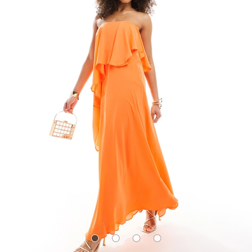 ASOS DESIGN bandeau double layer bias maxi dress in bright orange